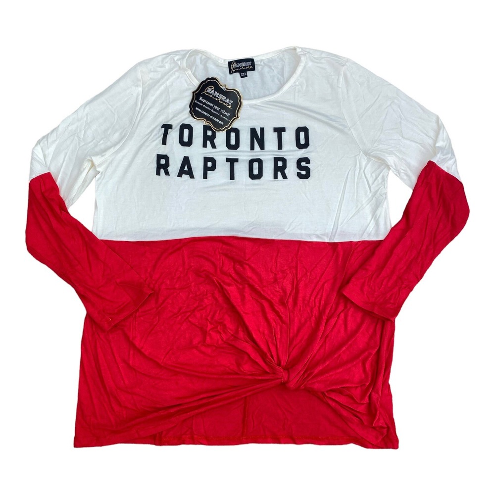 Toronto‎ Raptors NBA Womens XXL Pullover Shirt Colorblock 3/4 Sleeve Red White